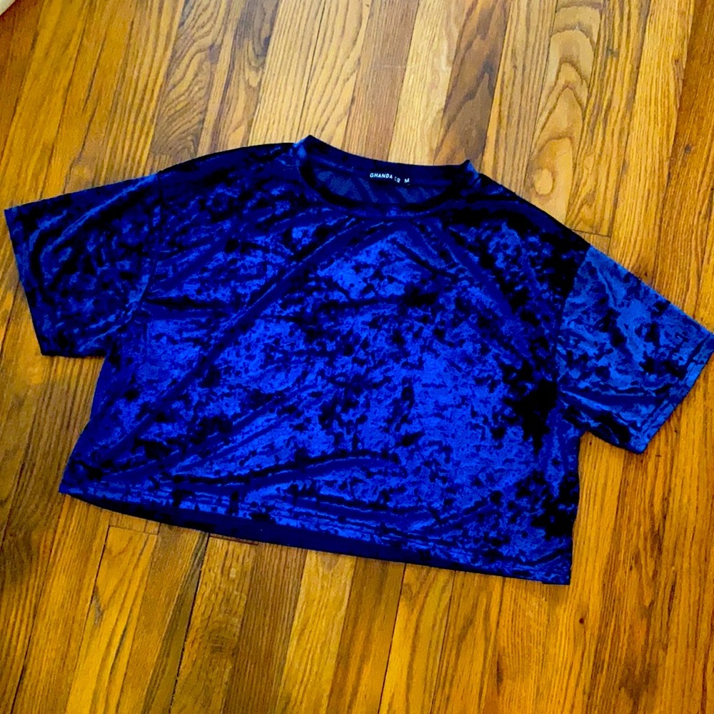 Australian Brand Blue Velvet Crop T-Shirt